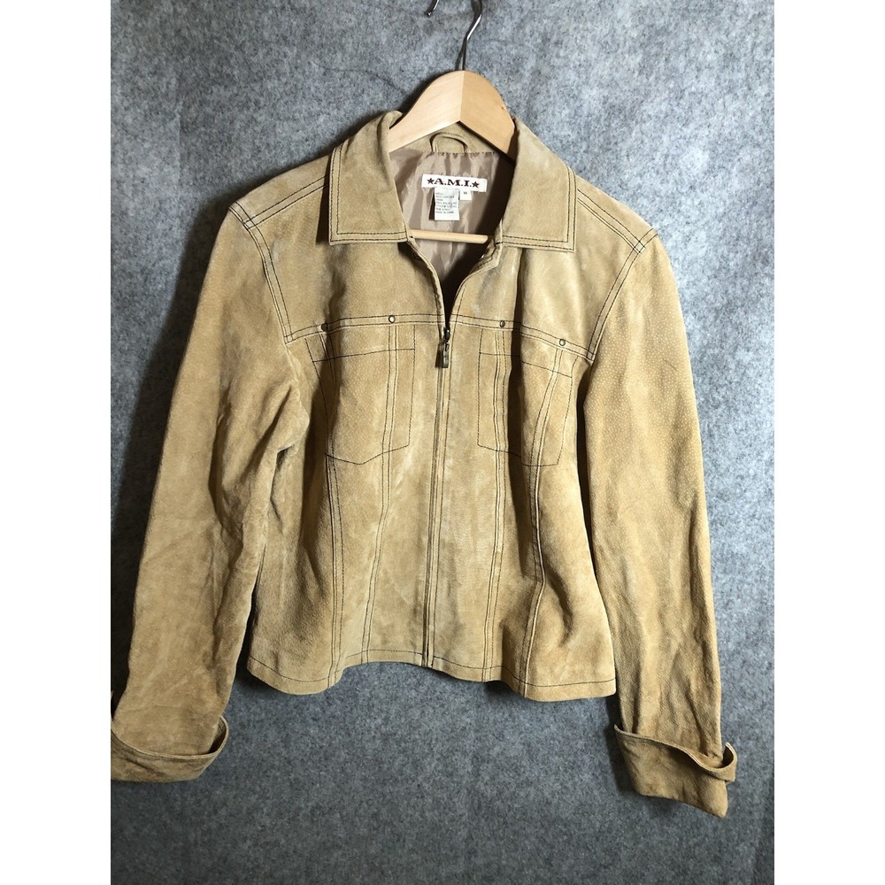 Vintage AMI Jacket Womens Medium Brown Genuine Leather Suede Western Classic